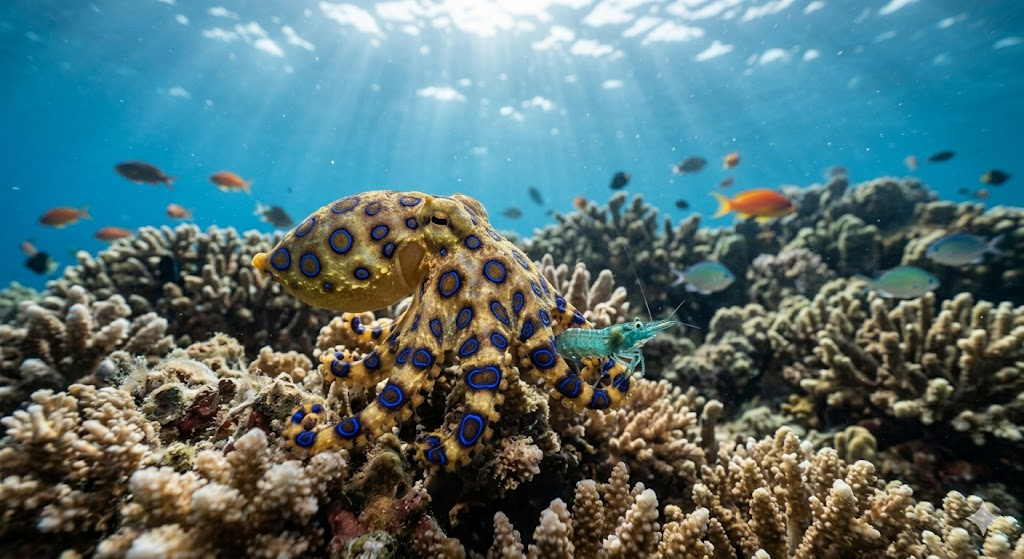 ​2. Polvo de Anéis Azuis (Hapalochlaena spp.)